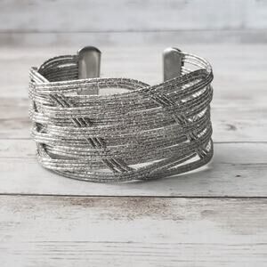 Vintage Bracelet / Bangle / Cuff - Silver Tone Cross Over